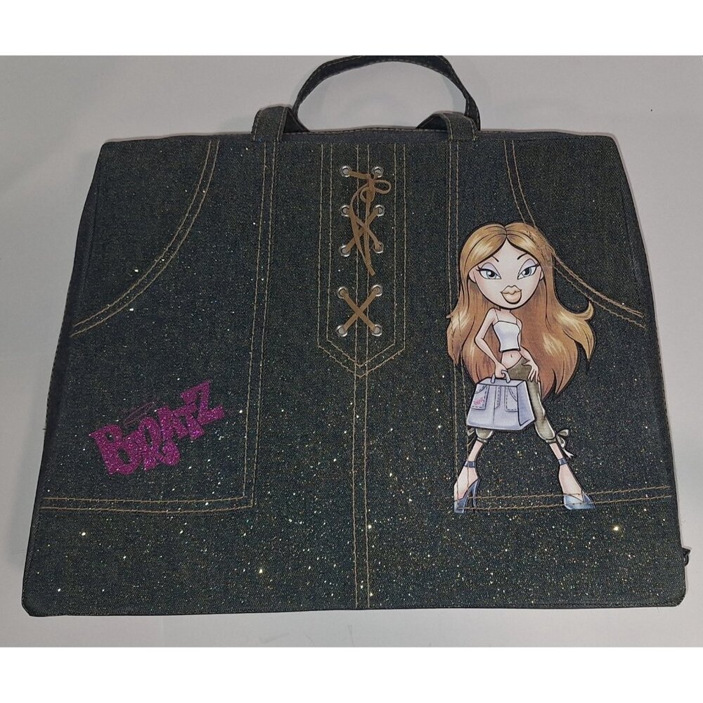 Bratz faux pocket blue jean glittery carrying travel case clothing organizer - Picture 2 of 13